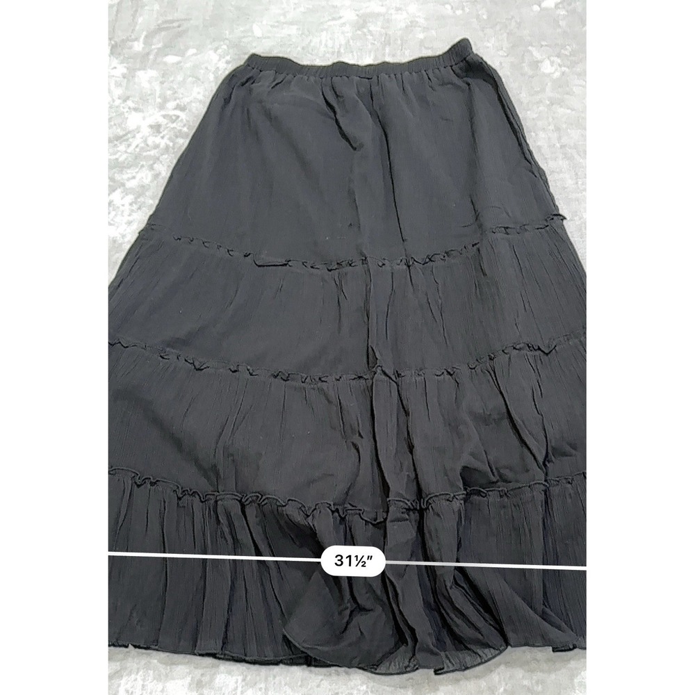 D & Co Denim and Company Skirt Women's Size Small Elastic Waist Skirt Ruffle EUC - Picture 8 of 8